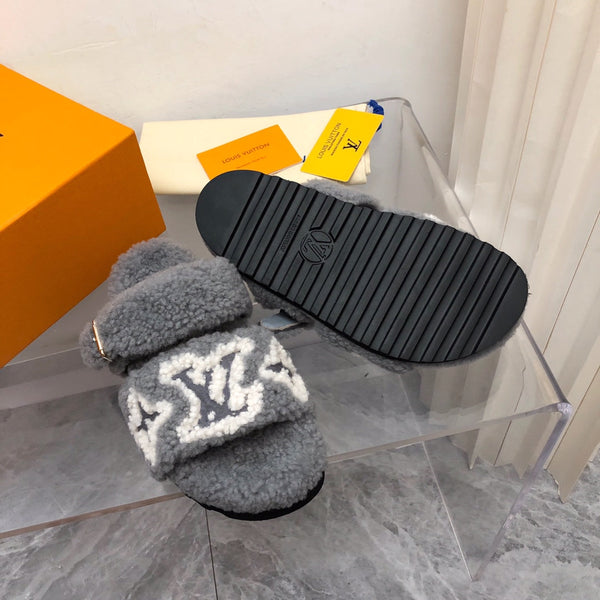 LV Paseo Flat Comfort Mule Grigio Lana