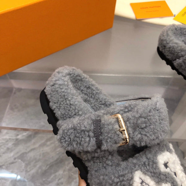 LV Paseo Flat Comfort Mule Grigio Lana