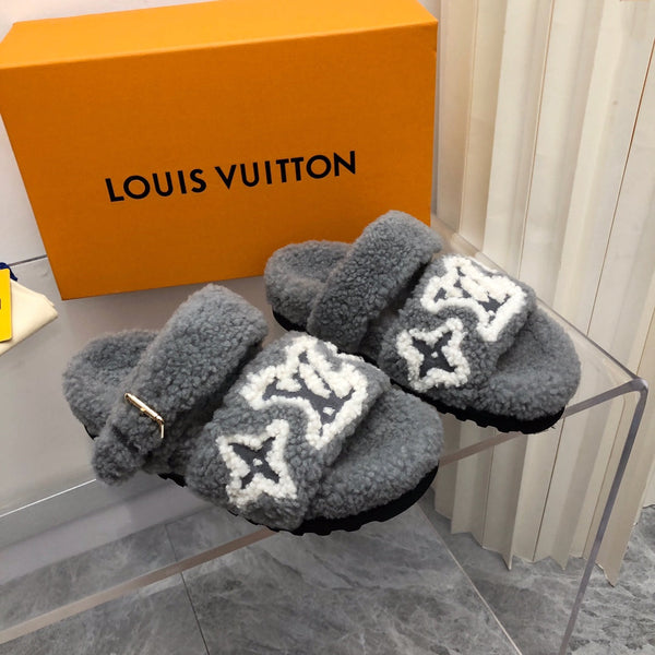 LV Paseo Flat Comfort Mule Grigio Lana