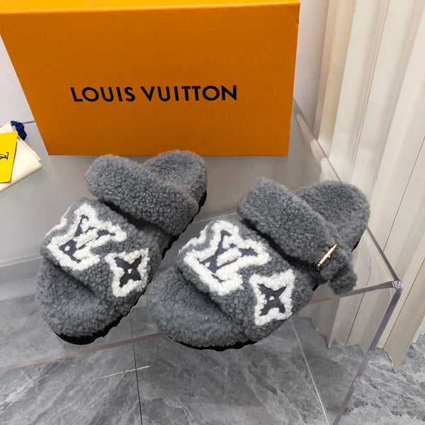 LV Paseo Flat Comfort Mule Grigio Lana