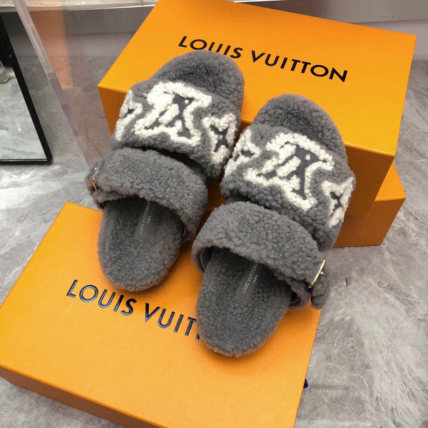 LV Paseo Flat Comfort Mule Grigio Lana