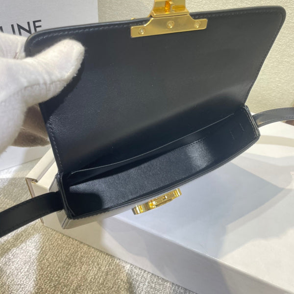 classic triomphe 20 black calfskin leather strap gold hardware