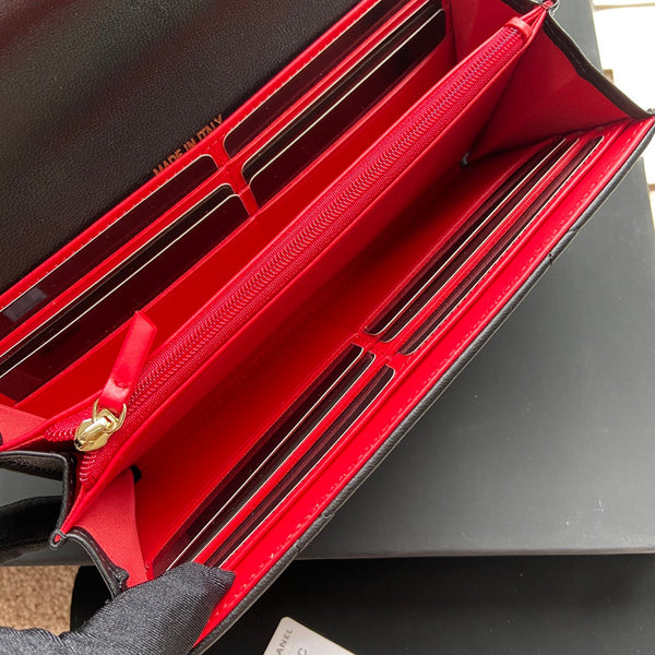 CC 19 Long Wallet 19cm Black Calfskin