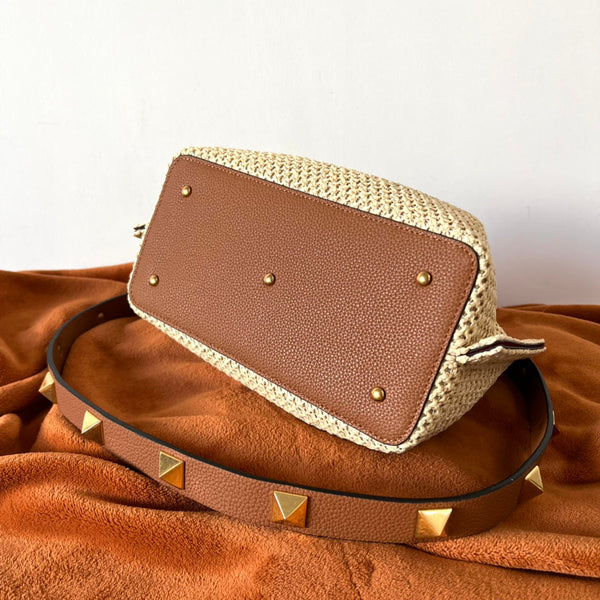 Valentino Spring and Summer Tote Bag Beige Raffia 552570