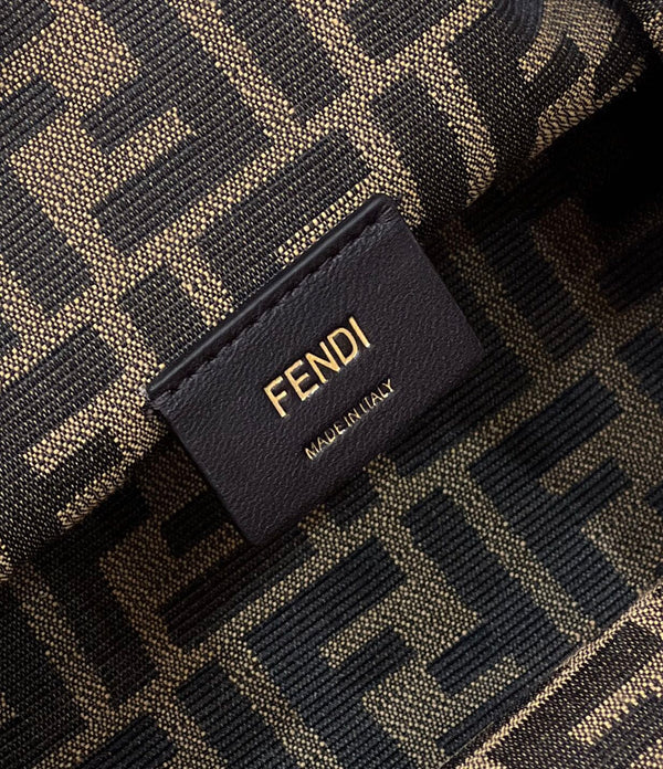 FENDI FIRST SMALL 26 COFFEE BROWN LEATHER BAG WITH EXOTIC DETAILS