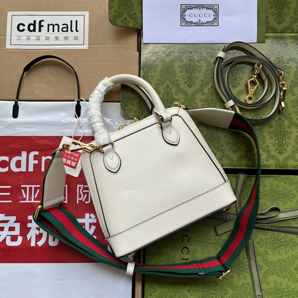 BORSA TOTE GGxADIDAS HORSEBIT 1955 20 CON CINTURINO IN PELLE DI VITELLO BIANCA E NERA, FERRAMENTA ORO