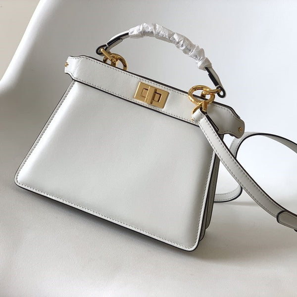 Borsa Peekaboo ISeeU Petite 20 Pelle di agnello bianca Ghw 