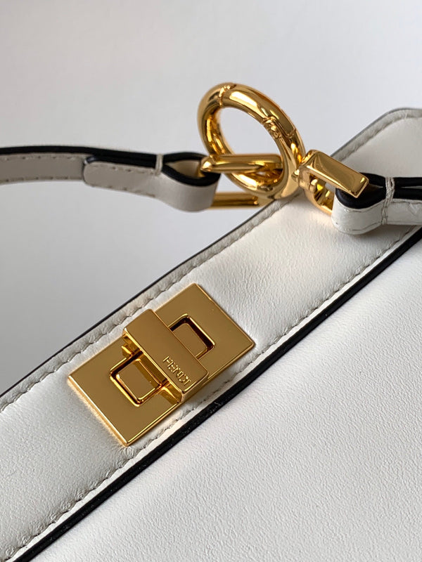 Borsa Peekaboo ISeeU Petite 20 Pelle di agnello bianca Ghw 