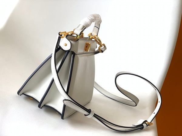 Borsa Peekaboo ISeeU Petite 20 Pelle di agnello bianca Ghw 