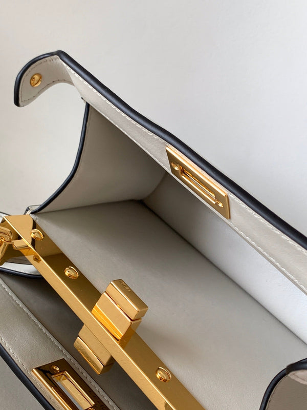 Borsa Peekaboo ISeeU Petite 20 Pelle di agnello bianca Ghw 