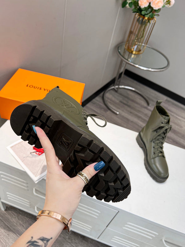 Stivali LV Rangers 30mm in pelle di vitello verde kaki