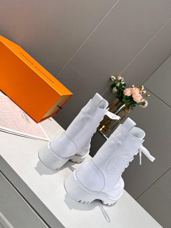 Stivali LV Rangers 30mm in pelle di vitello bianca