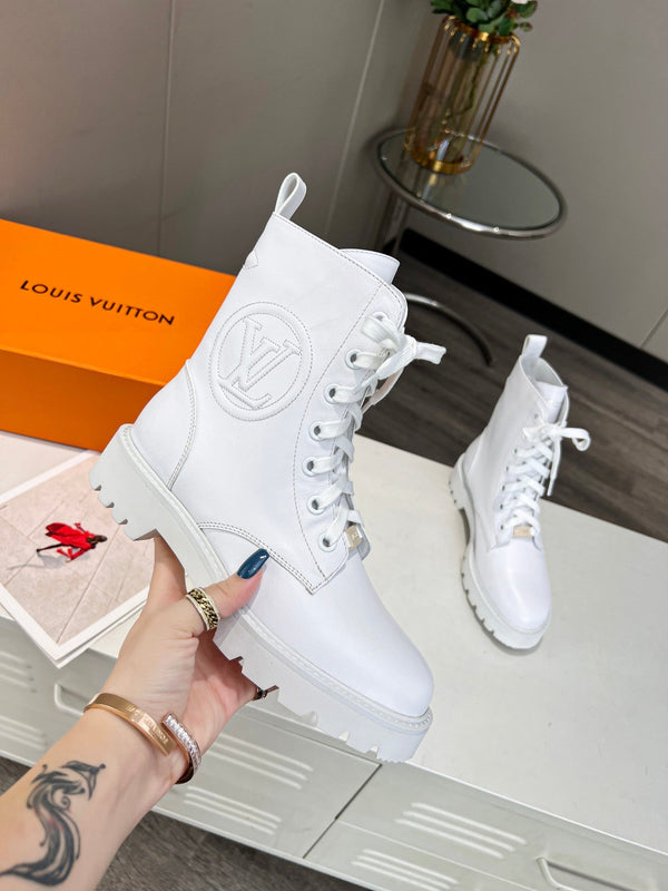 Stivali LV Rangers 30mm in pelle di vitello bianca