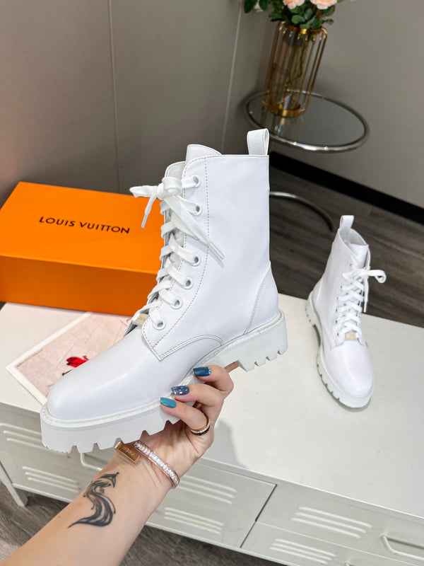 Stivali LV Rangers 30mm in pelle di vitello bianca