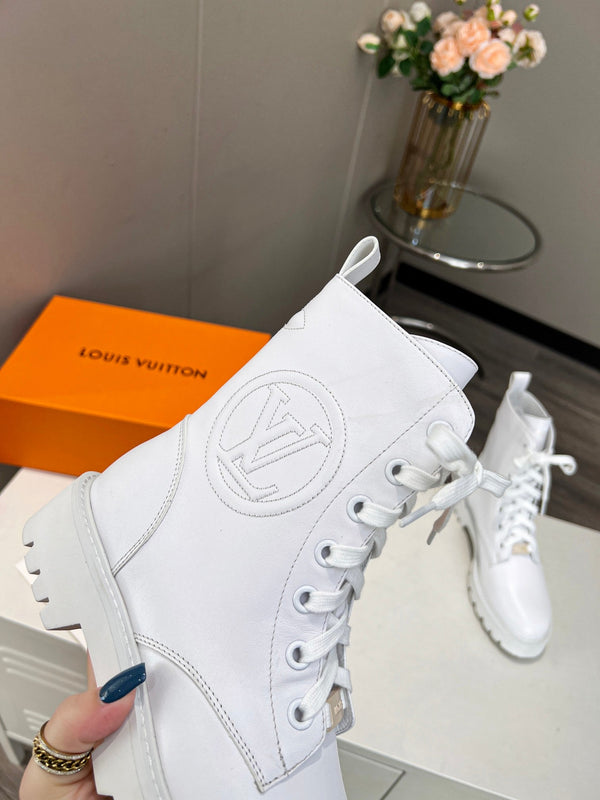 Stivali LV Rangers 30mm in pelle di vitello bianca