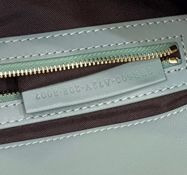 BAGUETTE WITH FF MOTIF 27 IN VIRIDIAN GREEN SOFT LAMBSKIN GOLD HARDWARE