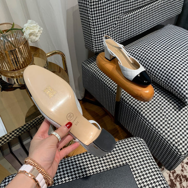 slingbacks 60mm white quilted calfskin black patent calfskin