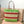 TOTE BAG 40 IN STRIPED PATTERN OF LIGHT GREEN RED AND CREAM WHITE WOVEN RAFFIA