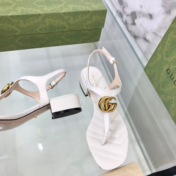 GG MARMONT 25 SANDAL WHITE CALKSKIN