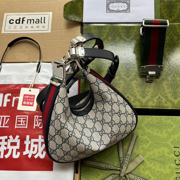 Borsa Gucci Attache 23 Nero Beige Tela 239982