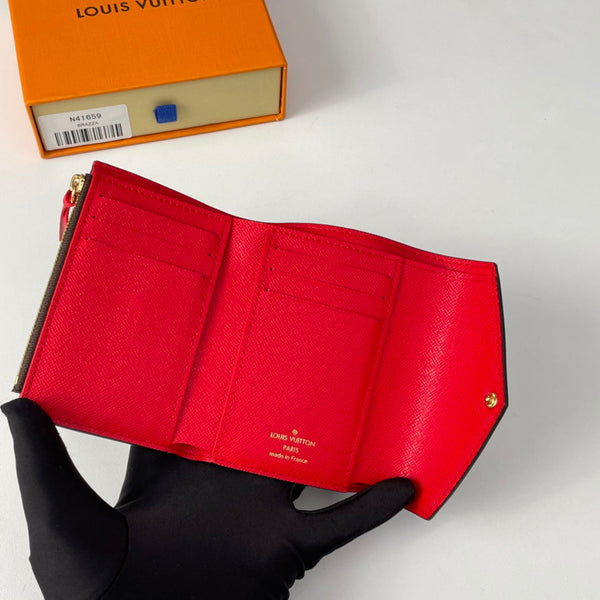 LV N41659 Cardboard Victorine Wallet Brown Red Monogram Canvas 221676