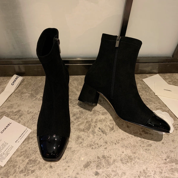 CC Ankle Boots 50mm Black Suede And Glossy Lambskin 940056