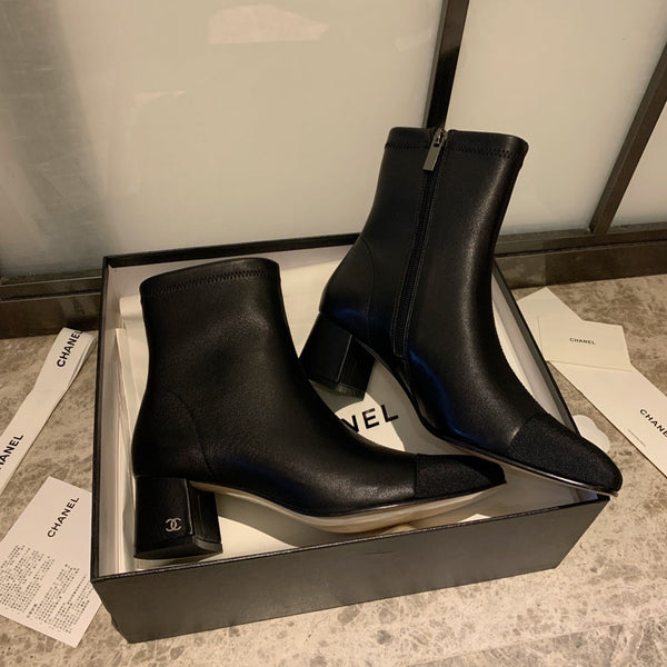 CC Ankle Boots 50mm Black Lambskin And Lycra Fabric 940057