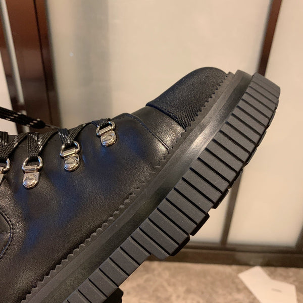 Stivali da combattimento CC 50mm in pelle di vitello nera trapuntata e tessuto in lycra 940072