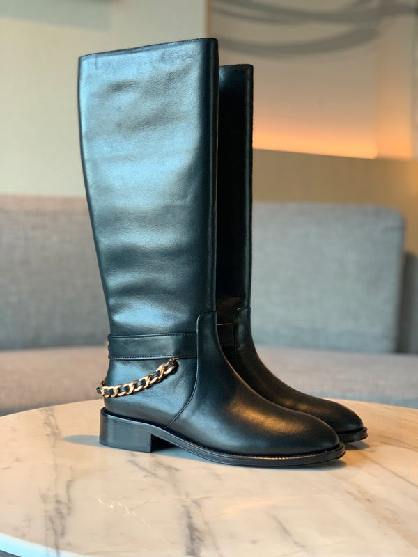 Stivali alti CC 35 mm con catena in pelle di vacchetta 940094