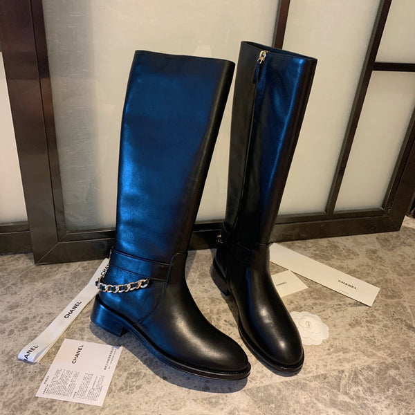 Stivali alti CC 35 mm con catena in pelle di vacchetta 940094