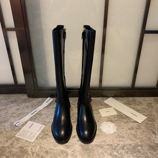 Stivali alti CC 35 mm con catena in pelle di vacchetta 940094