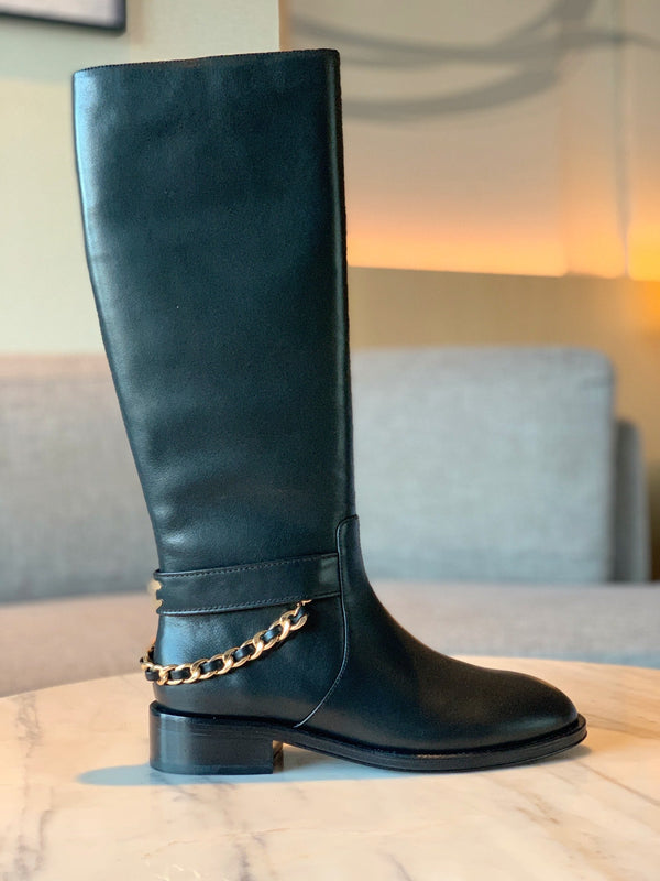 Stivali alti CC 35 mm con catena in pelle di vacchetta 940094