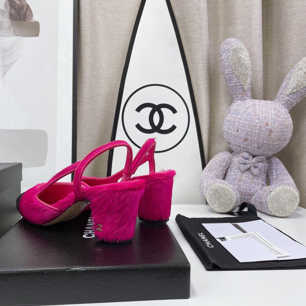 CC Slingback 60mm in pelle di agnello rosa scuro e crine di cavallo