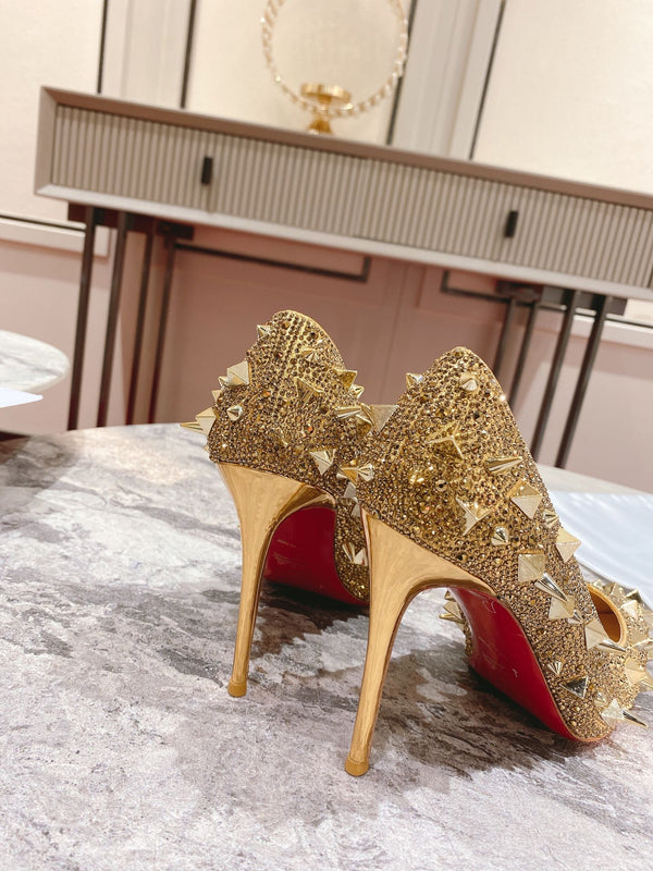 CL Pigalili Potpourri Strass Pumps Glitter Gold