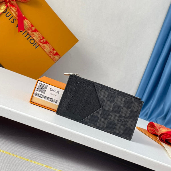LV N64038 Coin Card Holder Black Damier Graphite Canvas 221507