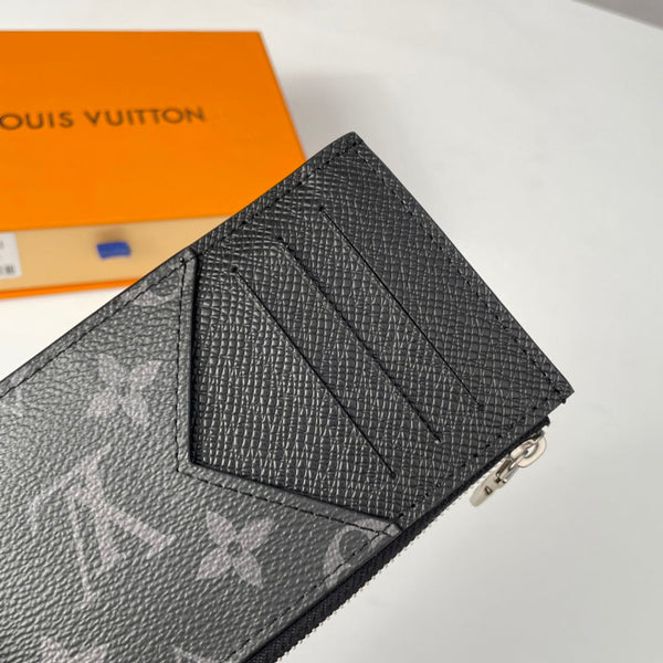 LV M64038 Coin Card Holder Black Monogram Canvas 221505