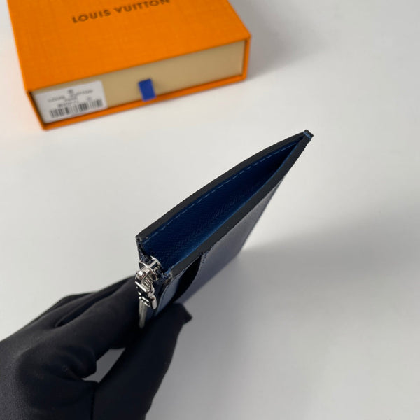 LV M30271 Coin Card Holder Blue Monogram Canvas 221508