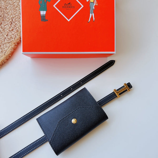 focus belt 13mm with kelly pocket black epsom gold buckle