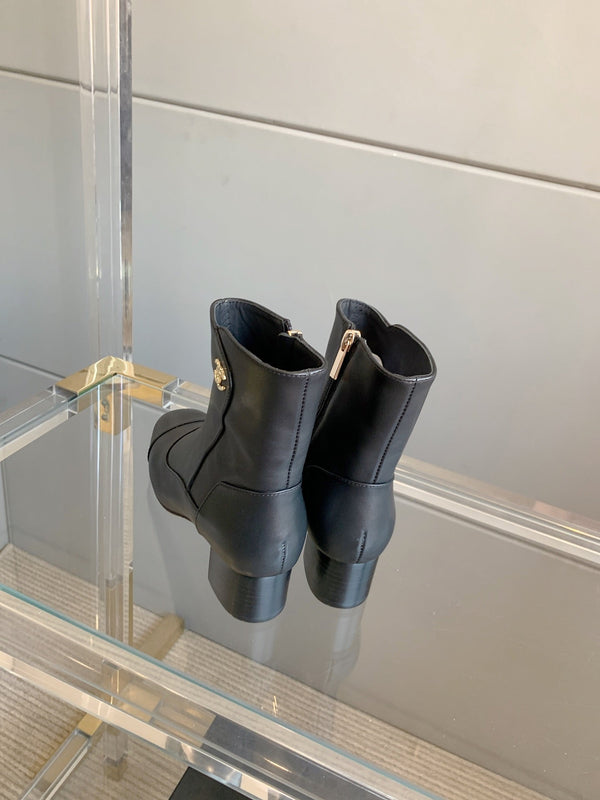 CC Ankle Boots Block Heel 60mm Black Cowhide 464567