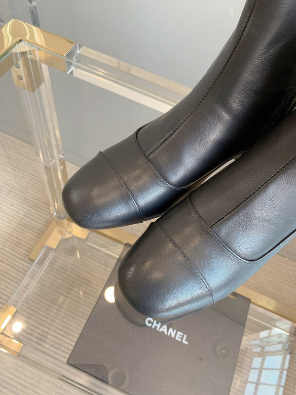 CC Ankle Boots Block Heel 60mm Black Cowhide 464567