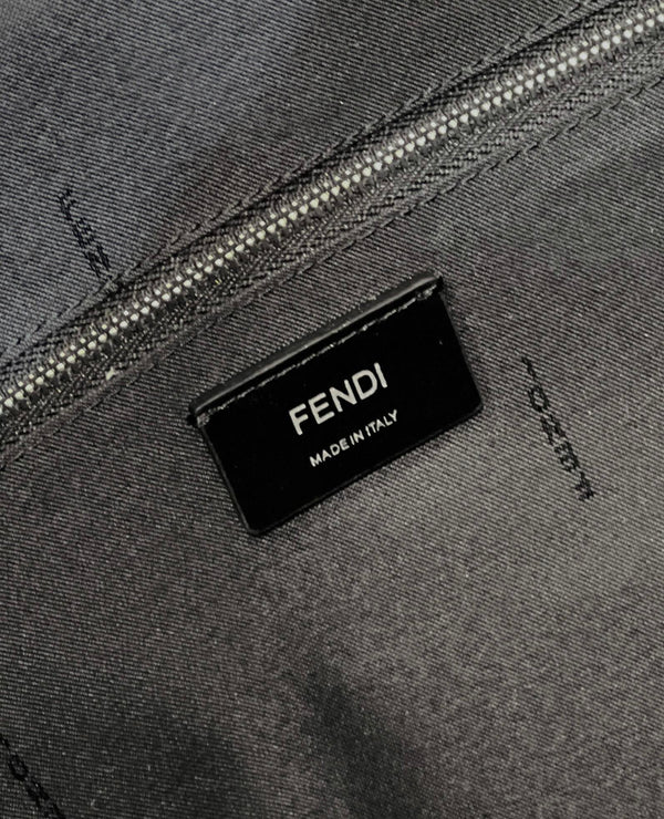FENDI STRIKE LARGE 46 FF BLACK JACQUARD FABRIC BACKPACK