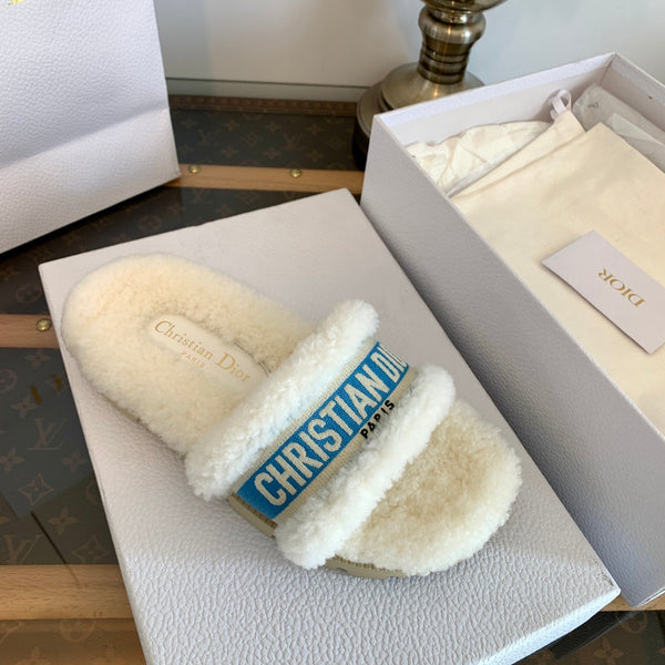 CD Dway Slide Blue White Fleece Lining And Canvas Fabric