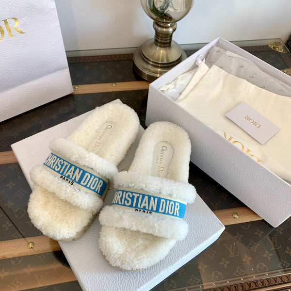 CD Dway Slide Blue White Fleece Lining And Canvas Fabric