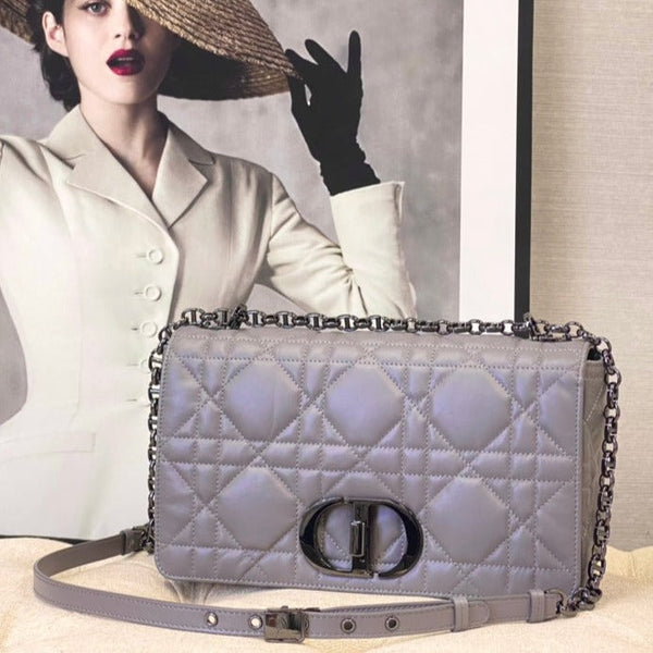 LARGE CARO BAG 28 OPALINE PURPLE CALFSKIN BLACK HARDWARE