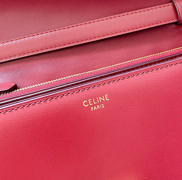 CELINE MEDIUM CLASSIQUE BAG 24CM RED CALFSKIN