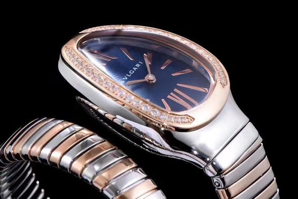 SERPENTI TUBOGAS 35MM PINK GOLD SILVER DIAMOND BEZEL