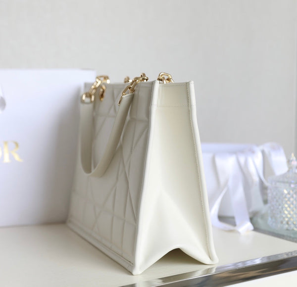 BORSA TOTE BOOK 36 GRANDE IN PELLE DI VITELLO BIANCA