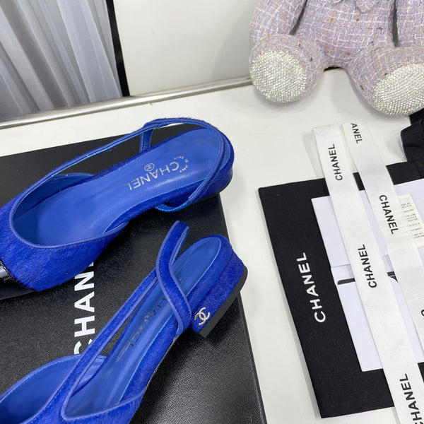 CC Slingback in pelle di agnello e crine di cavallo blu scuro