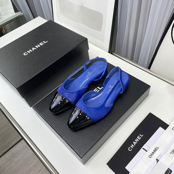 CC Slingback in pelle di agnello e crine di cavallo blu scuro