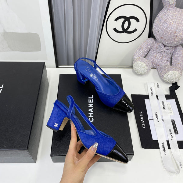 CC Slingback 60mm Dark Blue Lambskin And Horsehair